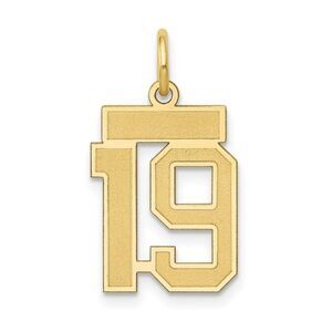 14k Yellow Gold, Jersey Collection, Small Number 19 Pendant